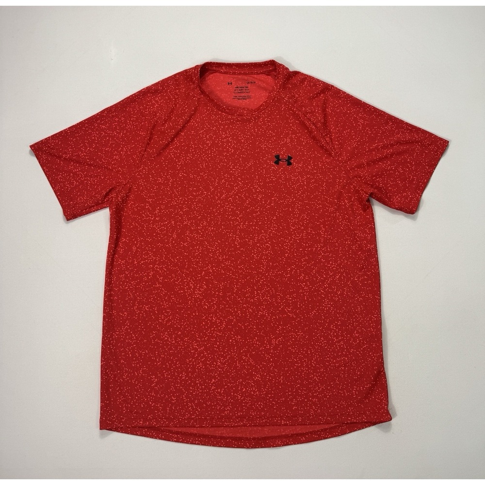 Under Armour Shirt Mens Large Red The Tech Tee Sports Stretch Workout Active